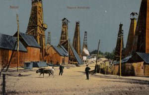 Ropné vrty, Baicoi, Rumunsko (barevné foto)