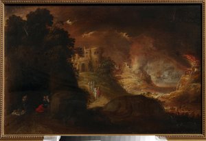 Sodoma a Gomora. Obraz Rombout van Troyen (kolem 1605-cca 1650), olej na plátně. holandské umění od Rombout van Troyen