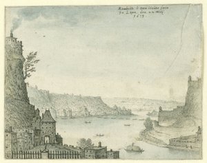 Pohled na město u řeky od Rombout van den Houte