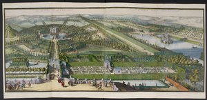 The Park at Enghien, c.1685, ilustrace ze „Sbírky 86 plánů a pohledů na Haag“
