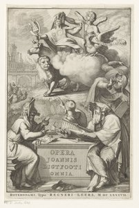 Alegorická postava s židovským mužem Titulní strana pro: John Lightfoot, Opera Joannis Ligtfooti omnia, 1686 od Romeyn de Hooghe