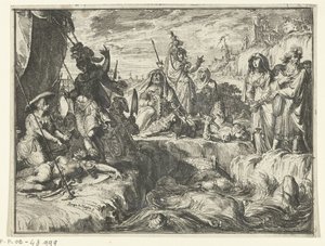Faraonovi vojáci jsou pohlceni Rudým mořem od Romeyn de Hooghe