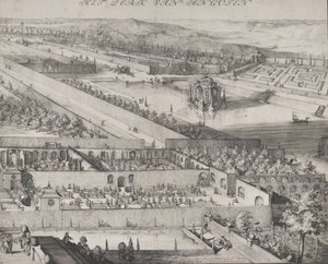 Detail parku v pravé polovině Enghien, 1685. od Romeyn de Hooghe