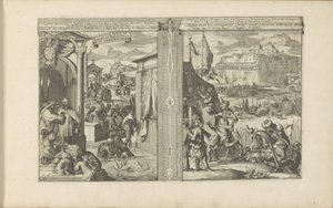 doopceremonie; Berg van Abessinië Doop Ceremonien / Ceremoniály křtu Abissinů a Moskvanů atd. // Abyssiner Bergh / Pohoří Abissinie atd. (název na objektu) Východní a Západní Indie a další místa (název série) od Romeyn de Hooghe