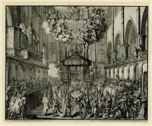 Sbor Westminsterského opatství s královniným pohřebním obřadem, 1695 In