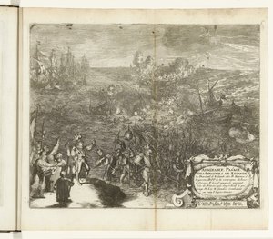 Noční cesta španělských vojáků do Duivelandu, 1575 Obdivuhodný Pass[s]age des Espagnols en Zelande (název na objektu) Guerres de Flandres (název série) od Romeyn de Hooghe