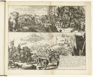 Dvě vyobrazení obléhání Antverp vévodou z Parmy, 1584-1585 Commencement du siege d