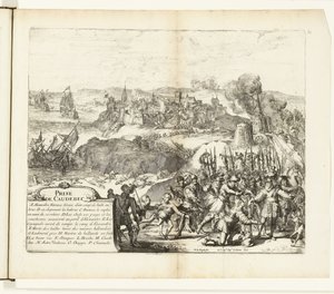 Verovering van Caudebec, 1592 Capture of Caudebec (název na objektu) Wars of Flanders (název série) od Romeyn de Hooghe
