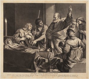 Vilém III. Oranžsko-Nasavský na koni, po boku se svými předky od Romeyn de Hooghe
