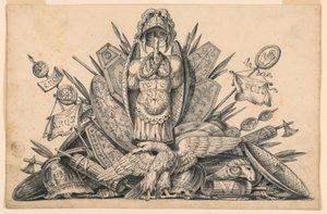 Kresba, trofej zbraní určená k malířskému provedení, 1830-1850 od Romolo Achille Liverani
