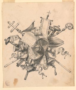 Kresba, trofej s církevními předměty, 1830-1850 od Romolo Achille Liverani