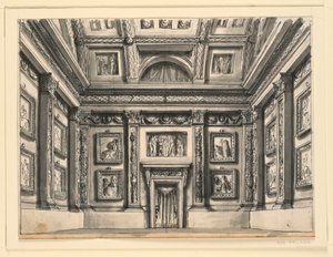 Scéna, interiér paláce od Romolo Achille Liverani
