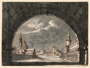 Scénický design pro operu "La Straniera" od Romolo Achille Liverani