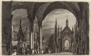 Hřbitov Ravenswoods, z "Lucia di Lammermoor" od Romolo Liverani