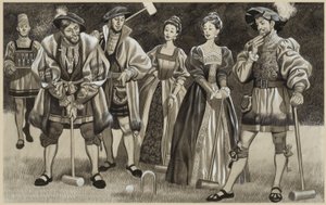 František I. (1494-1547) Hraje kroket (kvaš na papíře) od Ron Embleton
