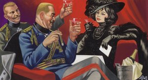 Mata Hari s přáteli z řad německého velení (kvaš na papíře) od Ron Embleton