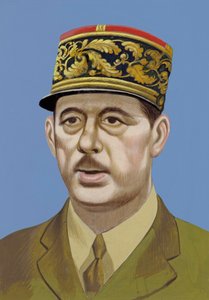 Portrét Charlese De Gaulla (kvaš na papíře) od Ron Embleton