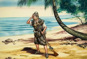 Robinson Crusoe (kvaš na papíře) od Ron Embleton