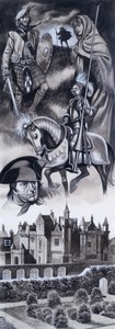 Skotský hrad a osobnosti skotské historie (kvaš na papíře) od Ron Embleton
