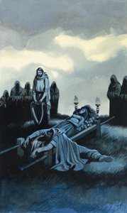 Tannhauser a Elizabeth (kvaš na papíře) od Ron Embleton