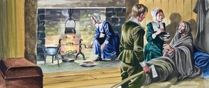 Otcové poutníci v napůl postavených domech od Ron Embleton
