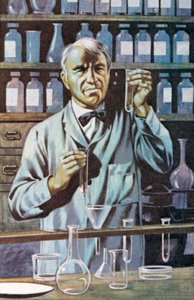 Thomas Alva Edison, americký vynálezce a podnikatel (barevná litografie) od Ron Embleton