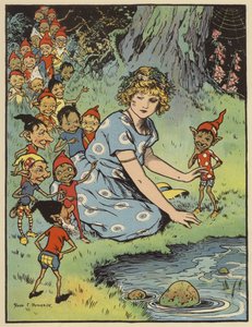 Dívka obklopená skřítky (barva litho) od Rosa Petherick