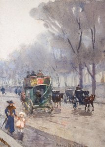 Park Lane s Omnibusem (akvarel) od Rose Maynard Barton