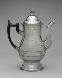 konvice na kávu nebo čajová konvice, c. 1830-1870 (cín, neidentifikované dřevo) od Roswell (attr.to) Gleason