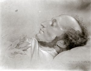 Felix Mendelssohn (1809-47) na smrtelné posteli, kolem roku 1847 od Rudolf Julius Benno Huebner