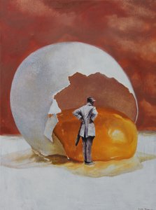 Surrealistický muž a obří vejce od Rudolf Kosow