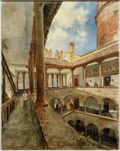 Zámek Innenhof des Buonconsiglio v Trientu od Rudolf von Alt