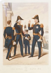 "Královské námořnictvo. Č. 2. Velitel. Kapitán. Midshipman. Admirál.