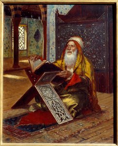 Stůl Imám, který čte Korán. Obraz Rudolpha (nebo Rudolpha) Ernsta (1854-1932) 19. století Nantes, Musee des Beaux Arts od Rudolphe Ernst