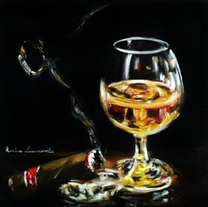 Gentlemanský přípitek, 2025 (olej na plátně) od Ruslana Levandovska