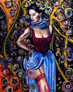 Karnevalová tudorovská dívka, 2025 (olej na plátně) od Ruslana Levandovska