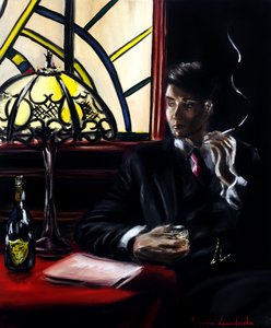 Hodina noir, 2025 (olej na plátně)