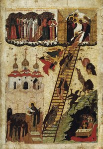 Nebeský žebřík St. John Climacus (tempera na panelu) od Russian School