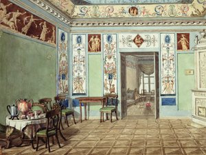 Neoklasická etruská snídaňová místnost, 1820 (Wc na papíře) od Russian School