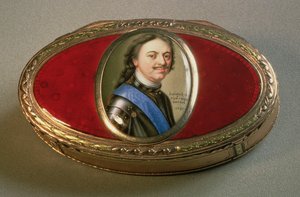 Tabatěrka s portrétní miniaturou Petra Velikého, 1727 (zlato)