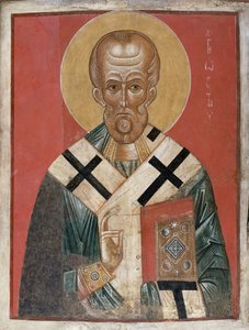 Mikuláše, novgorodská škola, cca 1300 (tempera na gesso) od Russian School