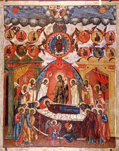 Dormition, 18. století (tempera na panelu) od Russian School