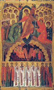 Sestup do pekla, s vybranými svatými, konec 15. století. od Russian icon.