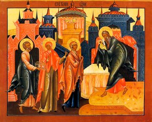 Představení Ježíše v chrámu, počátek 19. století. od Russian icon.