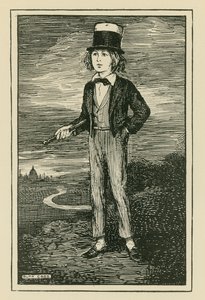 Imaginární portrét Charlese Dickense jako malého chlapce (rytina) od Ruth Cobb