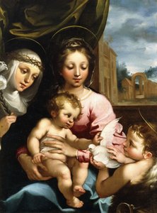 Madona s dítětem se svatým Janem Křtitelem a svatou Kateřinou Sienskou, kolem 1597-1612 od Rutilio Manetti