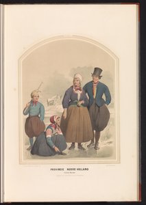 Tradiční kostým ostrova Marken v Severním Holandsku, 1857 Provincie Severní Holandsko. Island of Marken / XXX (název na objektu)
