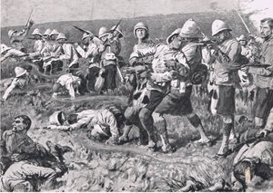 Majuba Hill, 27. února 1881 (1. búrská válka), ilustrace z britských bitev na souši a na moři, 1915