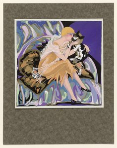 Femmes Modernes, 1926: Sedící žena s kočkou od S Chompré