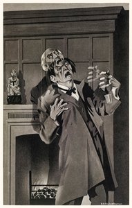 Zdálo se, že rysy se rozplývají a mění" z "Podivného případu doktora Jekylla a pana Hyda" od Roberta Louise Stevensona (1850-1894) Ilustrace S.G. Hulme Beamam (1887-1932) pro vydání z roku 1930. Další informace naleznete níže. od S. G. Hulme Beamam